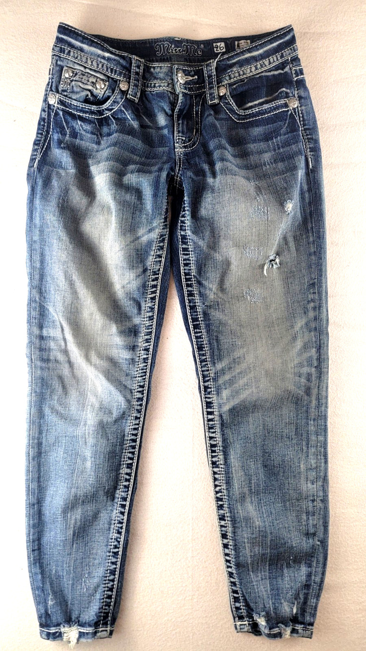 Miss Me Rhinestone Bling Low Rise Skinny Jeans Women’s 28